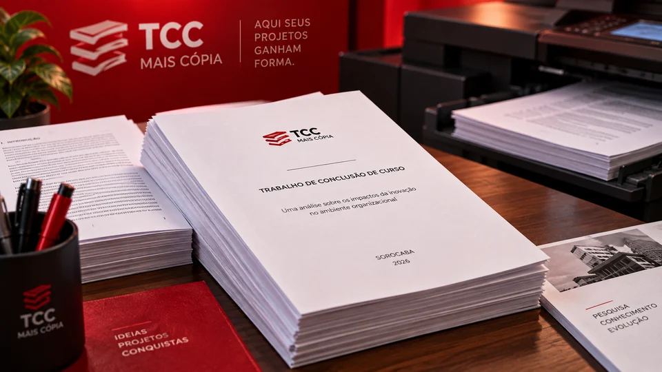 Trabalho acadêmico impresso pela TCC Mais Cópia